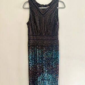 Elegant Navy and Teal Sleeveless Dress